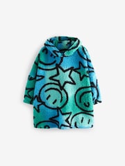 Blue/Green Smiley Face Fleece Hooded Blanket (3-16yrs) - Image 3 of 7