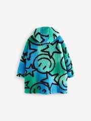 Blue/Green Smiley Face Fleece Hooded Blanket (3-16yrs) - Image 4 of 7