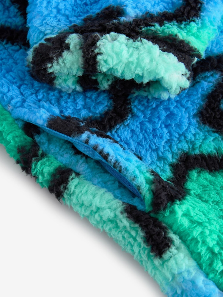 Blue/Green Smiley Face Fleece Hooded Blanket (3-16yrs) - Image 5 of 7