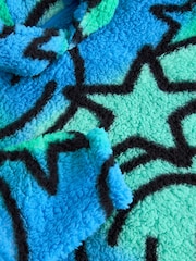 Blue/Green Smiley Face Fleece Hooded Blanket (3-16yrs) - Image 7 of 7
