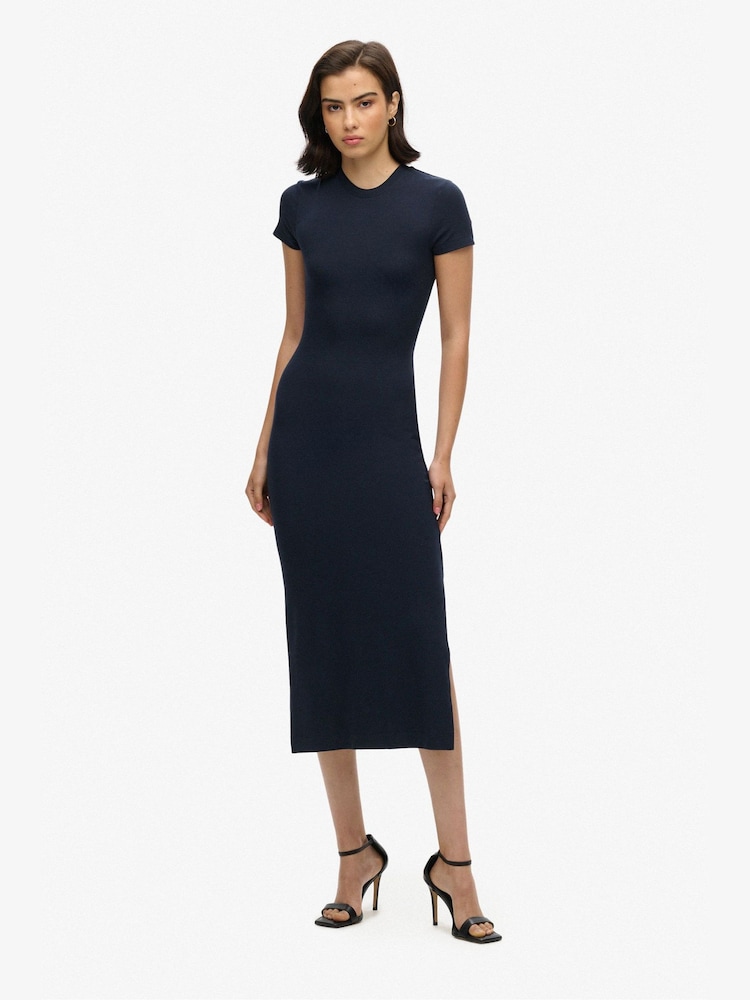 Superdry Blue Midi T-Shirt Dress - Image 2 of 6