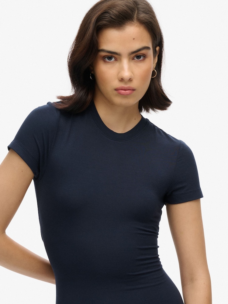 Superdry Blue Midi T-Shirt Dress - Image 4 of 6