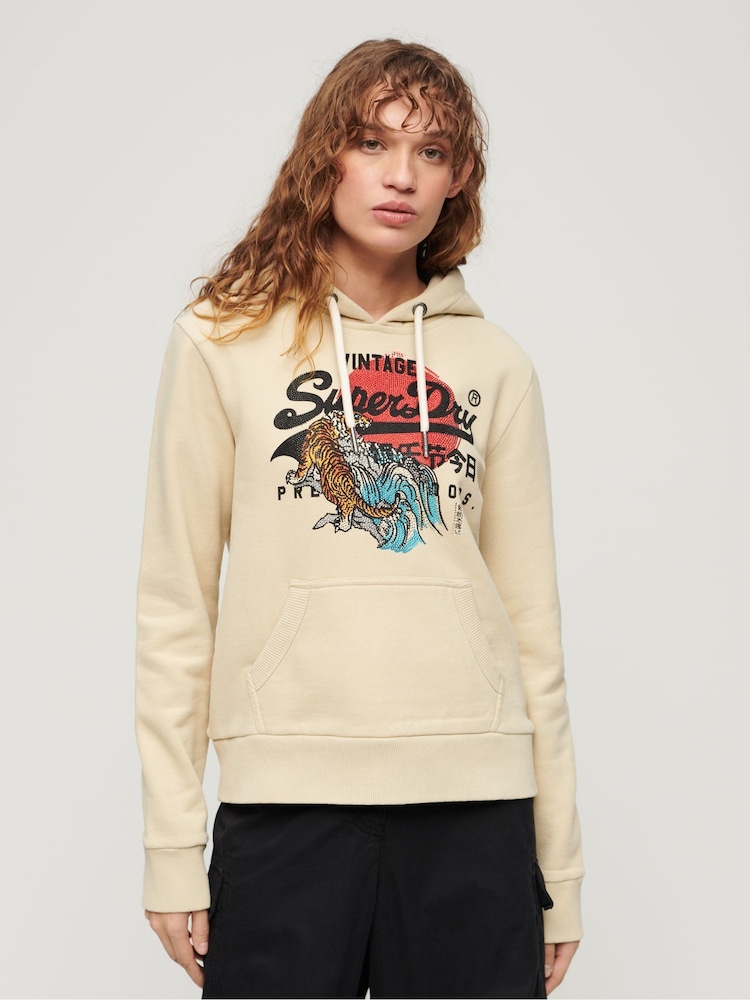 Superdry Brown Tokyo Vintage Logo Graphic Hoodie - Image 1 of 6