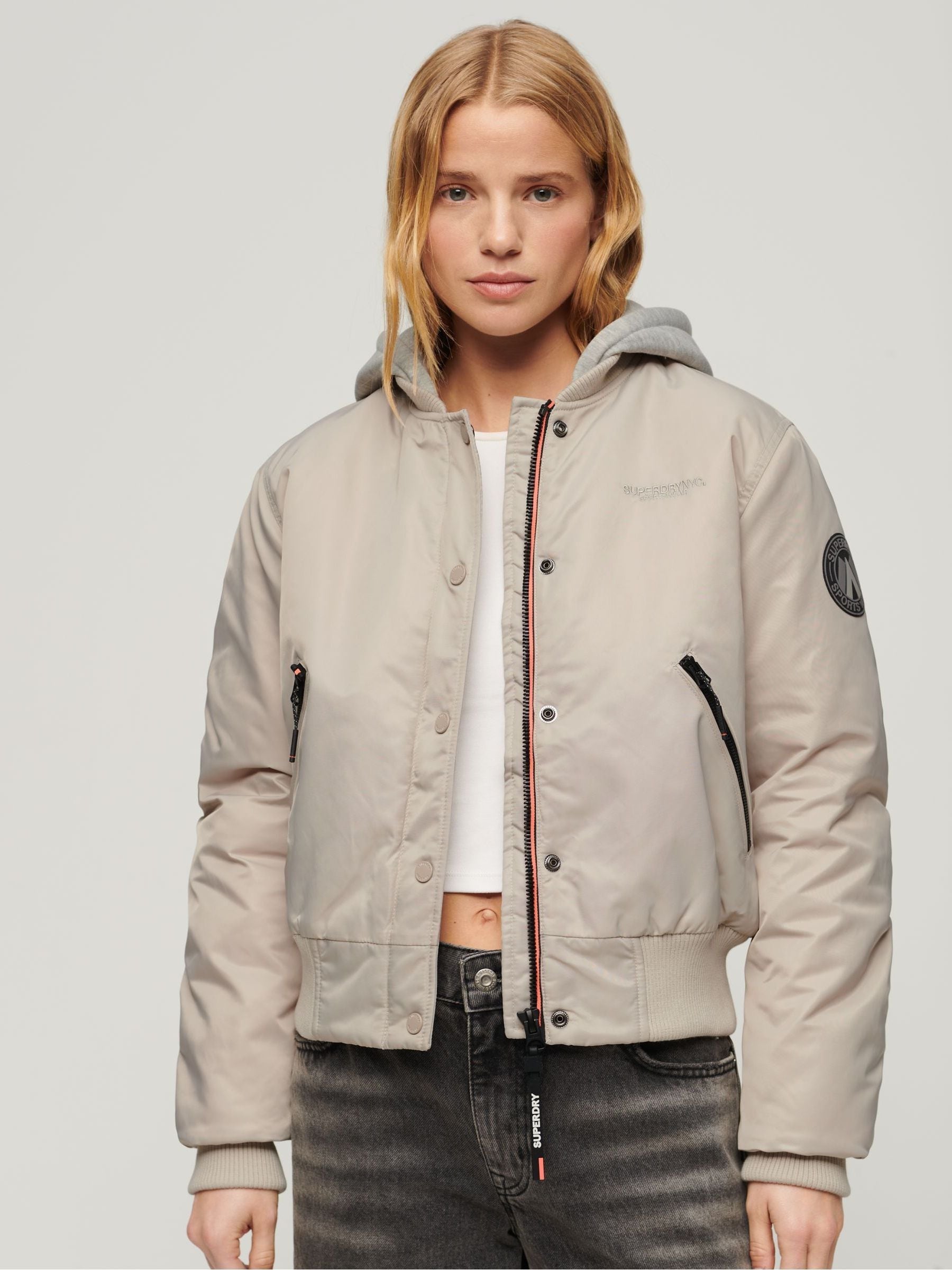 Buy Superdry Nude Hooded Bomber Jacket from Next Luxembourg