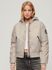 Superdry Nude Hooded Bomber Jacket - Image 1 of 3