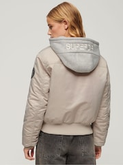 Superdry Nude Hooded Bomber Jacket - Image 2 of 3