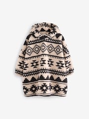 Cream/Black Aztec Print Fleece Hooded Blanket (3-16yrs) - Image 4 of 8