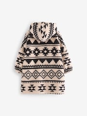 Cream/Black Aztec Print Fleece Hooded Blanket (3-16yrs) - Image 5 of 8