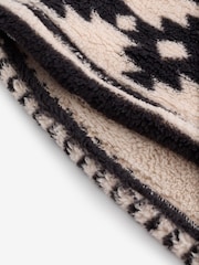 Cream/Black Aztec Print Fleece Hooded Blanket (3-16yrs) - Image 6 of 8