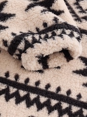 Cream/Black Aztec Print Fleece Hooded Blanket (3-16yrs) - Image 7 of 8