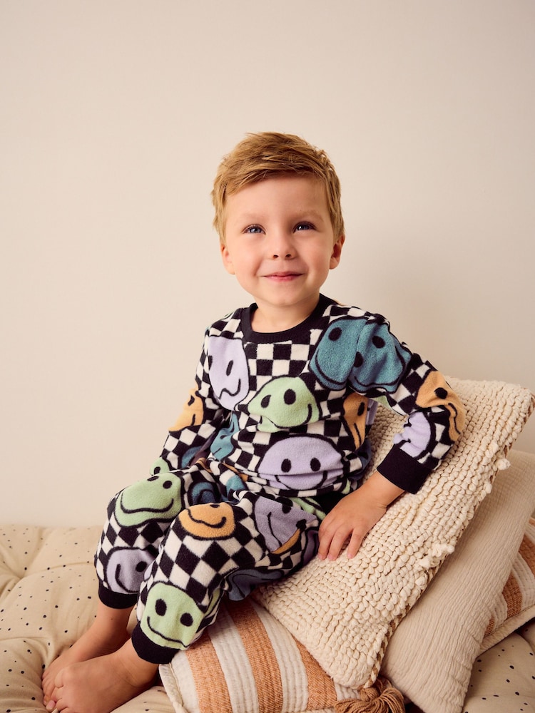 nevtralne barve/črna Checkerboard Smile Face - Enotna pižama Soft Touch Fleece z elastanom (9mths-12yrs) - Slika 2 iz 8 nevtralne barve/črna Checkerboard Smile Face - Enotna pižama Soft Touch Fleece z elastanom (9mths-12yrs) - Slika 2 iz 8