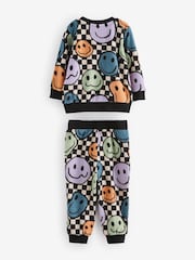 Neutral/Black Checkerboard Smile Face Single Soft Touch Fleece With Elastane Pyjamas (9mths-12yrs) - Image 5 of 8
