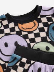 Neutral/Black Checkerboard Smile Face Single Soft Touch Fleece With Elastane Pyjamas (9mths-12yrs) - Image 6 of 8
