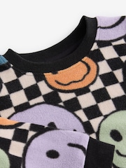 Neutral/Black Checkerboard Smile Face Single Soft Touch Fleece With Elastane Pyjamas (9mths-12yrs) - Image 7 of 8