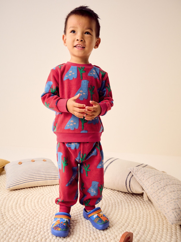 Red Dinosaur Single Soft Touch Fleece With Elastane Pyjamas (9mths-12yrs) - Image 2 of 8 Red Dinosaur Single Soft Touch Fleece With Elastane Pyjamas (9mths-12yrs) - Image 2 of 8