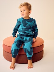 Navy Blue Star Single Soft Touch Fleece With Elastane Pyjamas (9mths-12yrs) - Image 1 of 9