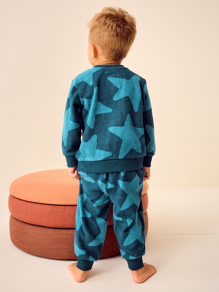 Navy Blue Star Single Soft Touch Fleece With Elastane Pyjamas (9mths-12yrs) - Image 2 of 9