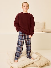 Plum Purple Check Borg Single Pyjamas (3-16yrs) - Image 1 of 8