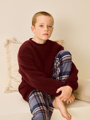 Plum Purple Check Borg Single Pyjamas (3-16yrs) - Image 2 of 8