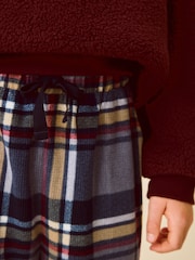 Plum Purple Check Borg Single Pyjamas (3-16yrs) - Image 4 of 8