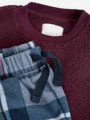 Plum Purple Check Borg Single Pyjamas (3-16yrs) - Image 7 of 8