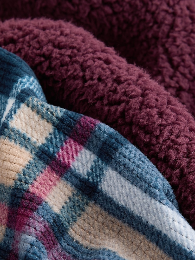 Plum Purple Check Borg Single Pyjamas (3-16yrs) - Image 8 of 8