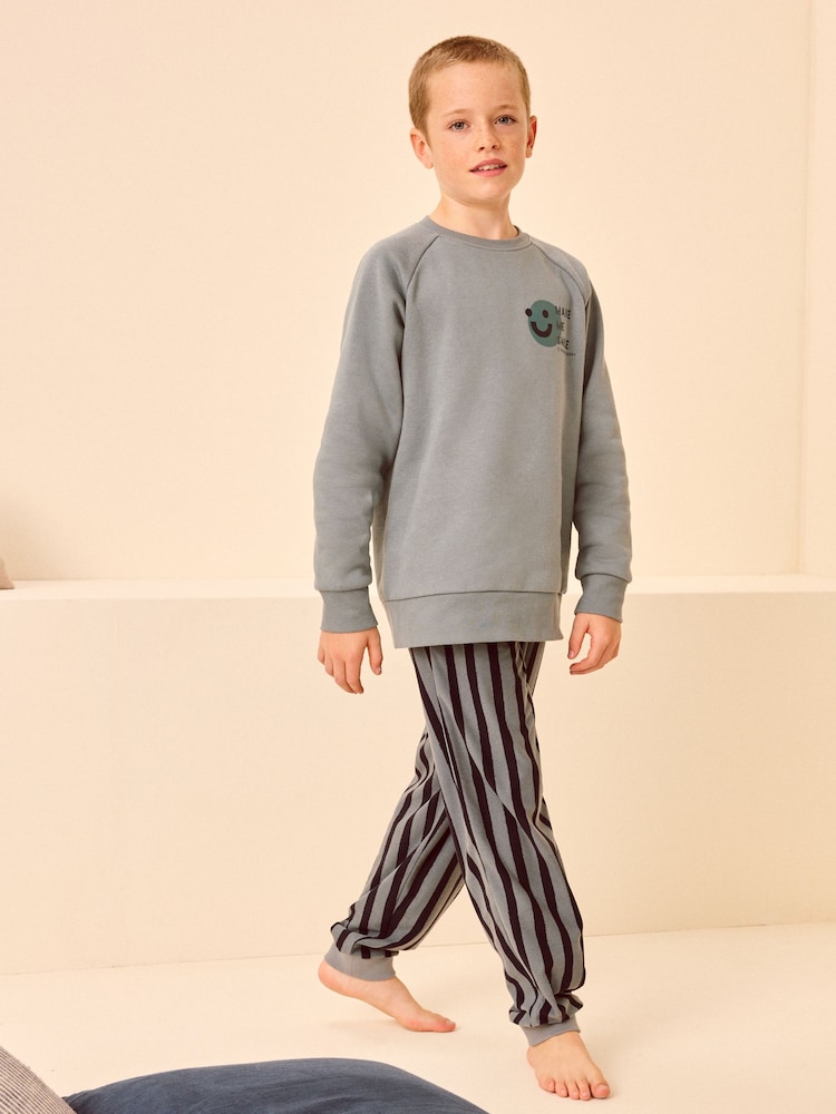 Cobalt Blue Cosy Fleece Pyjamas (3-16yrs) - Image 1 of 8