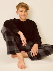 Charcoal Grey Check Single Borg Pyjamas (3-16yrs) - Image 1 of 8