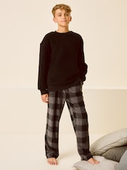 Charcoal Grey Check Single Borg Pyjamas (3-16yrs) - Image 2 of 8