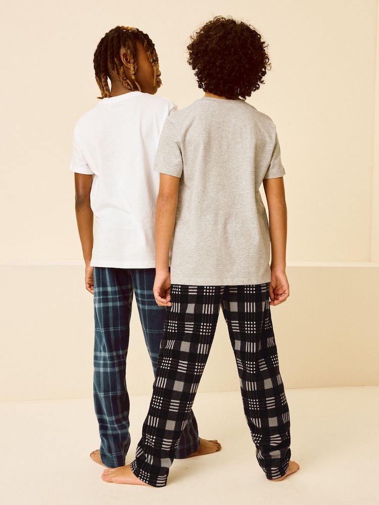 Blue/Black Check Fleece Pyjama Bottoms 2 Pack (3-16yrs) - Image 2 of 9