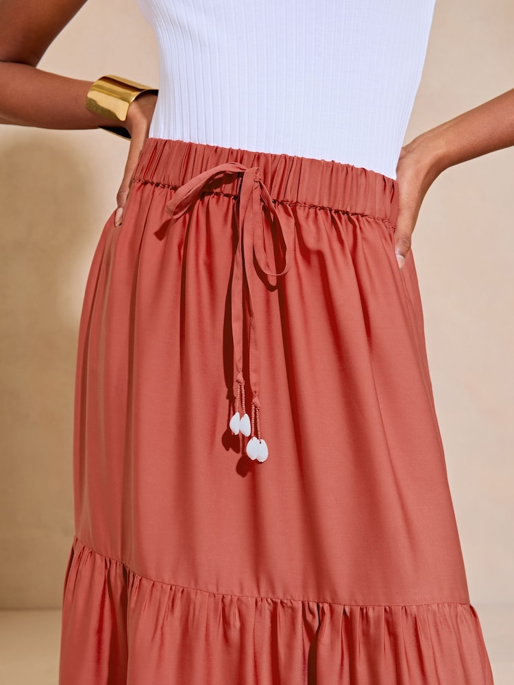 Lipsy Rust Tiered Midi Skirt - Image 4 of 4