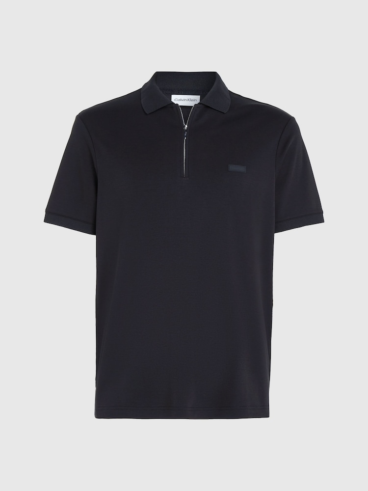 Calvin Klein Black Zip Polo Shirt - Image 4 of 4
