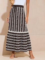 Lipsy Black Embroidered  OneTier Maxi Skirt - Image 1 of 4