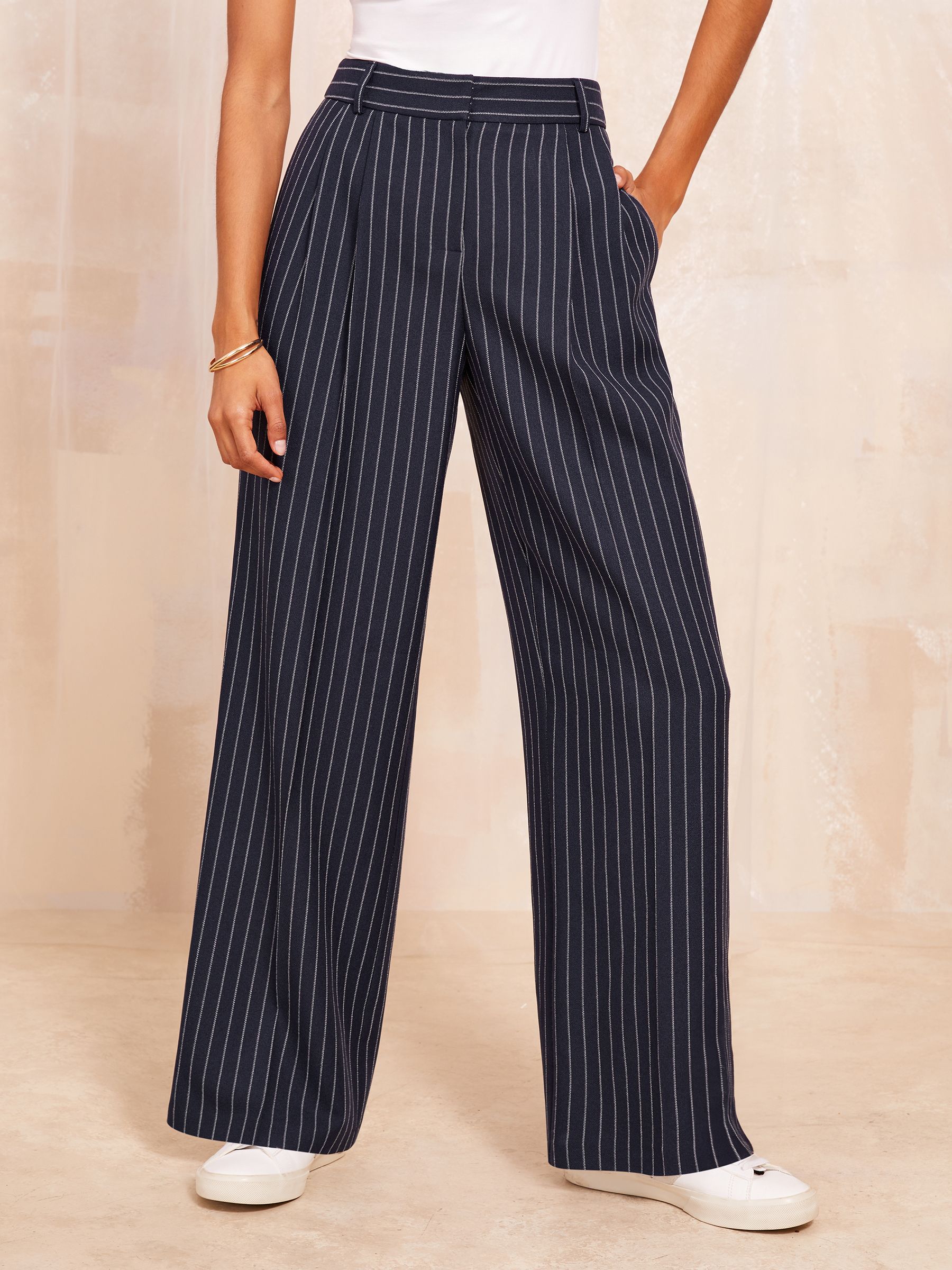 Buy Friends Like These Pinstripe Premium Wide Leg Smart Trousers from ...