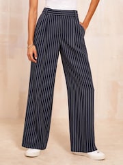Friends Like These Pinstripe Premium Wide Leg Smart Trousers - Image 1 of 4