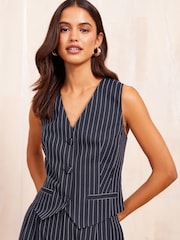 Friends Like These Pinstripe Premium Button Through V Neck Waistcoat - Image 1 of 4