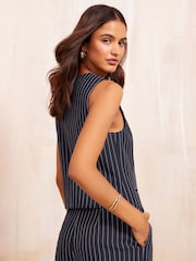 Friends Like These Pinstripe Premium Button Through V Neck Waistcoat - Image 3 of 4
