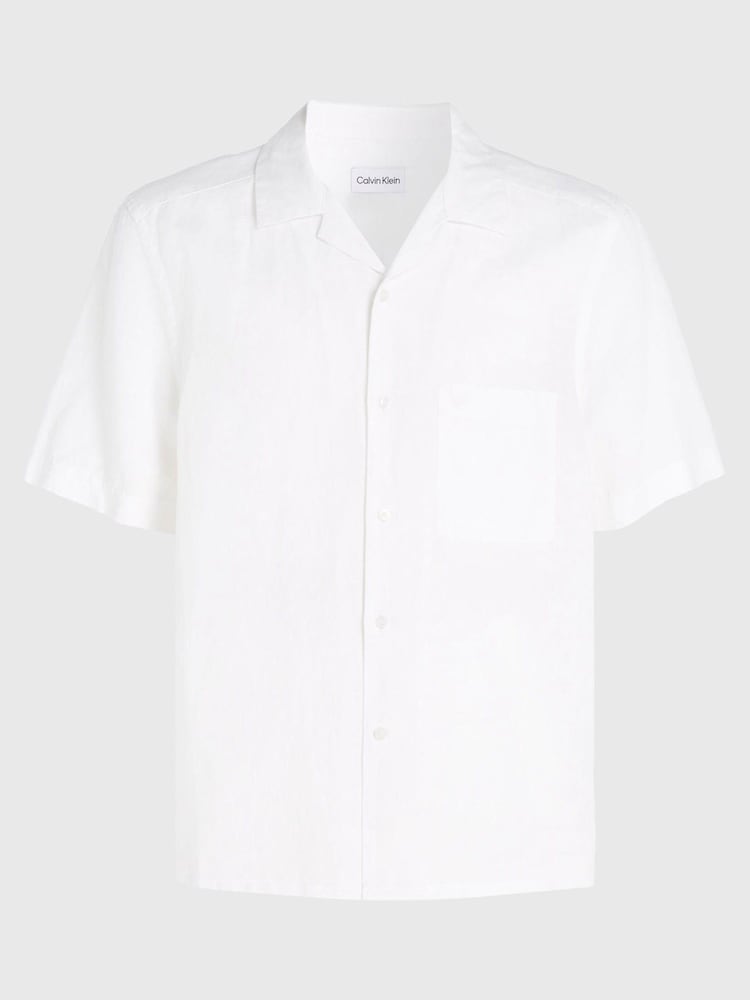 Calvin Klein White Linen Cuban Shirt - Image 3 of 3