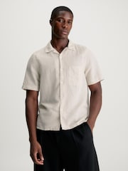 Calvin Klein Natural Linen Cuban Shirt - Image 1 of 3