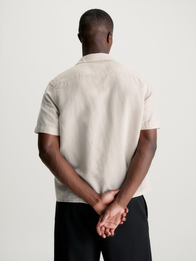 Calvin Klein Natural Linen Cuban Shirt - Image 2 of 3
