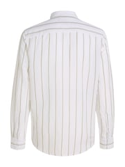 Calvin Klein Green Linen Cotton Stripe Shirt - Image 3 of 5