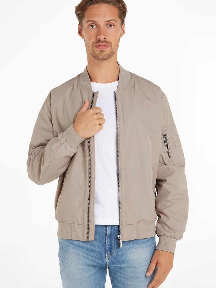 Calvin Klein Brown Nylon Bomber Jacket - Image 1 of 6