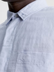 Calvin Klein Blue Regular Linen Cotton Shirt - Image 3 of 4