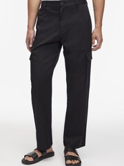 Calvin Klein Black Straight Cargo Trousers - Image 1 of 4