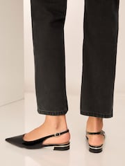 Lipsy Black Flat Pointed Faux Leather Slingback Ballerina - Image 4 of 4