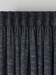 Navy Blue Boucle Textured Made to Measure Curtains - Image 5 of 9