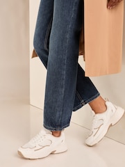 Lipsy White Chunky Mesh Runner Lace Up Trainers - Image 3 of 4