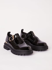 Lipsy Black Faux Leather Chunky Patent Dolly School Shoe - Image 2 of 4