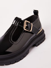 Lipsy Black Faux Leather Chunky Patent Dolly School Shoe - Image 3 of 4