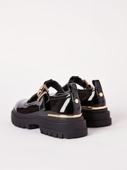 Lipsy Black Faux Leather Chunky Patent Dolly School Shoe - Image 4 of 4